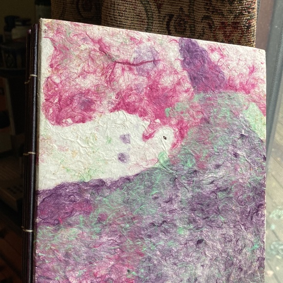NWT Vintage Handcrafted Nepalese Lokta Tree Paper Purple Green Cover Sketchbook - Picture 3 of 16